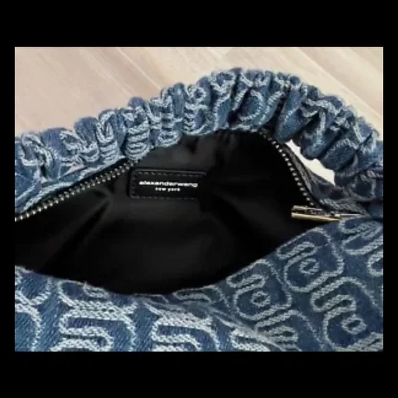 Alexander Wang Scrunchie Bag Small Denim Jacquard